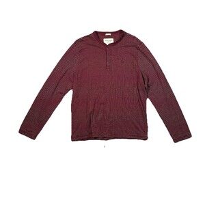 Abercrombie & Fitch Men's Muscle Henley Shirt XXL Striped Long Sleeve Red